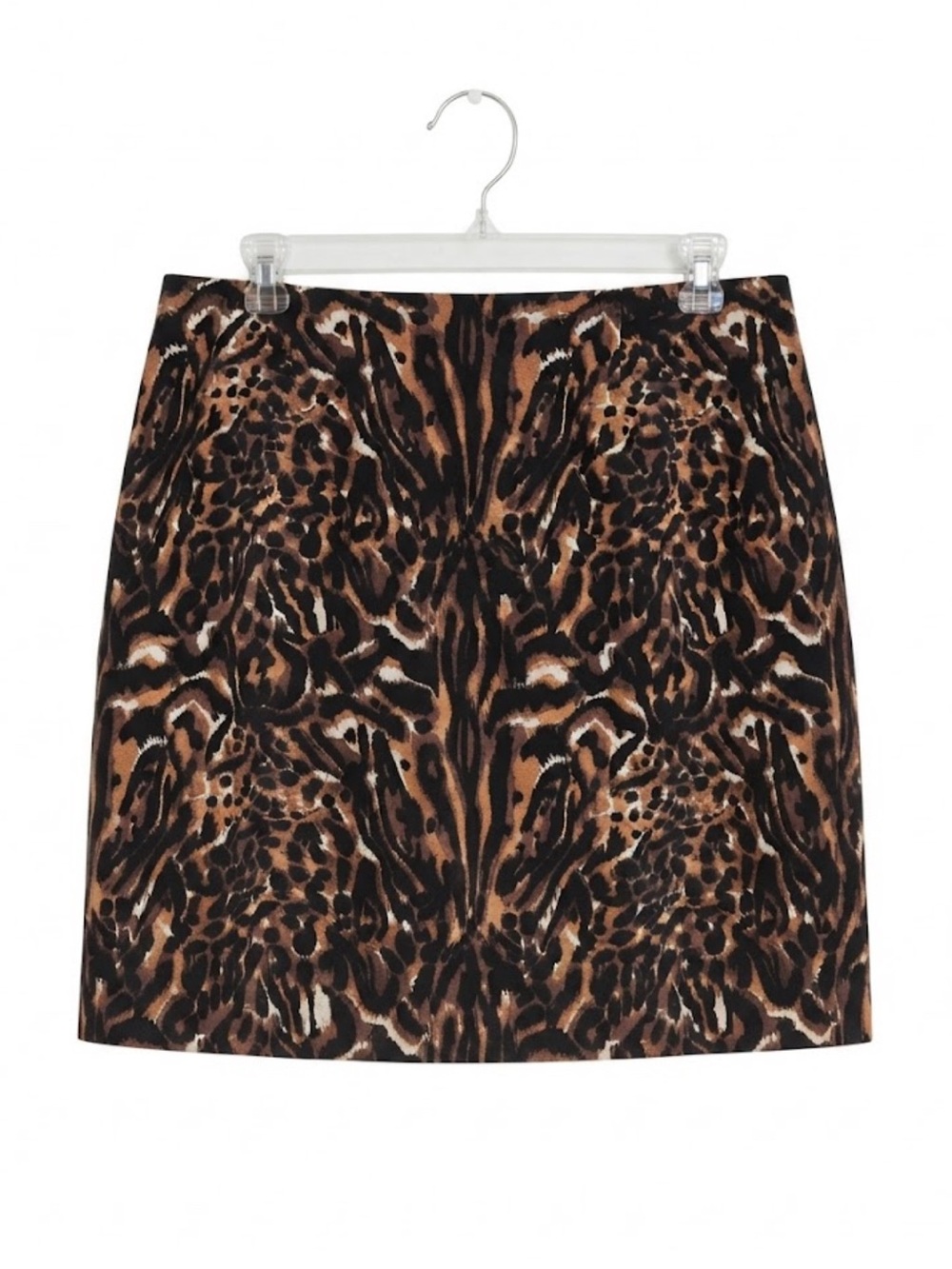 Talbots Woman Animal Print Pencil Skirt 14W Tiger Leopard Lined Classic EUC